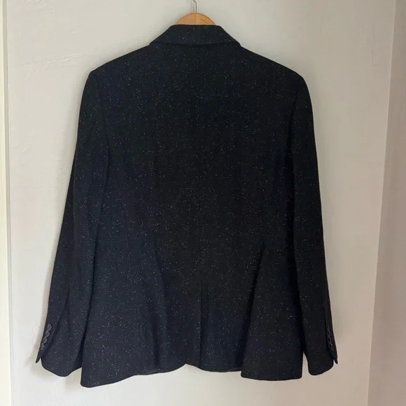 Talbots Women's Black Tweed Wool Blend Two Buttons Blazer Jacket Size 16 - Picture 14 of 15